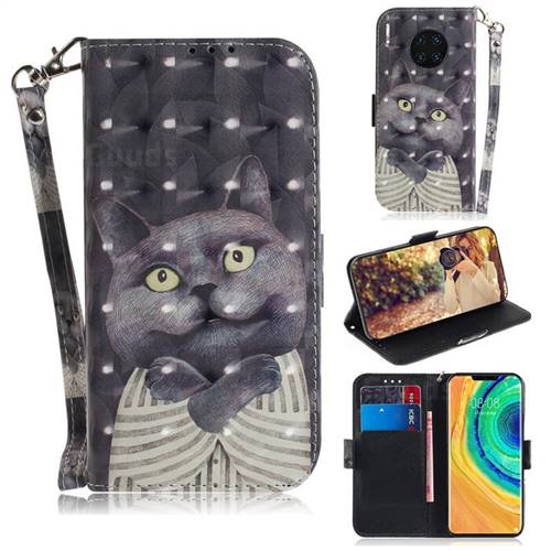 Cat Embrace 3D Painted Leather Wallet Phone Case for Huawei Mate 30 Pro