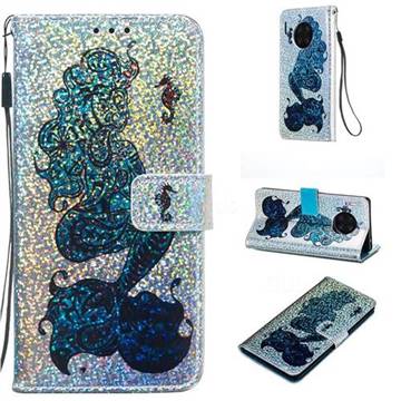 Mermaid Seahorse Sequins Painted Leather Wallet Case for Huawei Mate 30 Pro