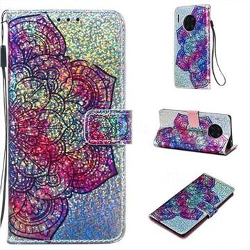 Glutinous Flower Sequins Painted Leather Wallet Case for Huawei Mate 30 Pro