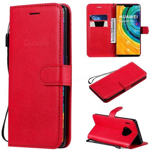 Retro Greek Classic Smooth PU Leather Wallet Phone Case for Huawei Mate 30 Pro - Red