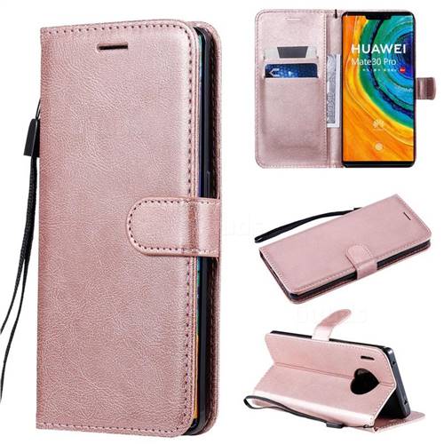 Retro Greek Classic Smooth PU Leather Wallet Phone Case for Huawei Mate 30 Pro - Rose Gold