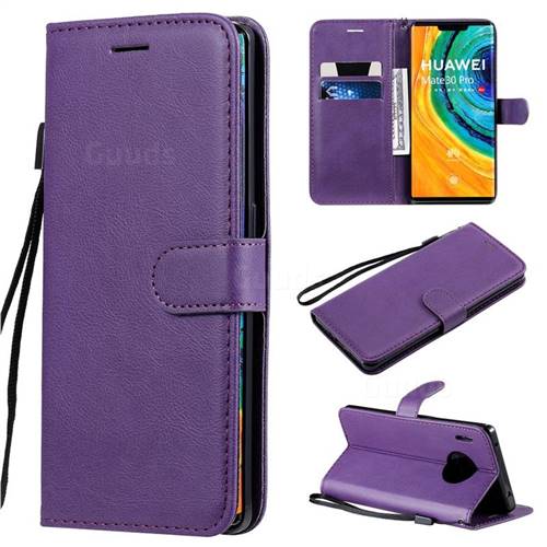Retro Greek Classic Smooth PU Leather Wallet Phone Case for Huawei Mate 30 Pro - Purple