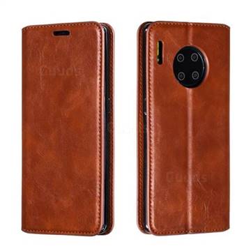 Retro Slim Magnetic Crazy Horse PU Leather Wallet Case for Huawei Mate 30 Pro - Brown