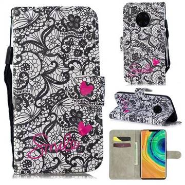 Lace Flower 3D Painted Leather Wallet Phone Case for Huawei Mate 30 Pro