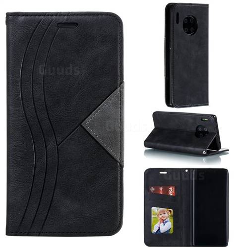 Retro S Streak Magnetic Leather Wallet Phone Case for Huawei Mate 30 Pro - Black