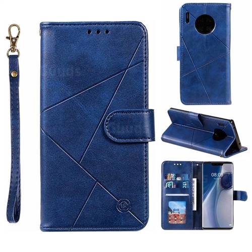 Embossing Geometric Leather Wallet Case for Huawei Mate 30 Pro - Blue