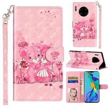 Pink Bear 3D Leather Phone Holster Wallet Case for Huawei Mate 30 Pro