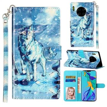 Snow Wolf 3D Leather Phone Holster Wallet Case for Huawei Mate 30 Pro