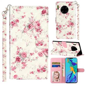 Rambler Rose Flower 3D Leather Phone Holster Wallet Case for Huawei Mate 30 Pro