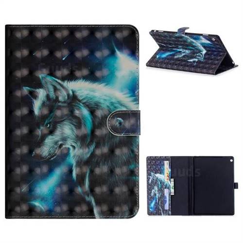 Snow Wolf 3D Painted Leather Tablet Wallet Case for Huawei MediaPad M3 Lite 10