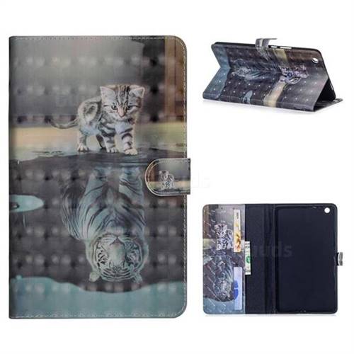 Tiger and Cat 3D Painted Leather Tablet Wallet Case for Huawei MediaPad M3 Lite 8