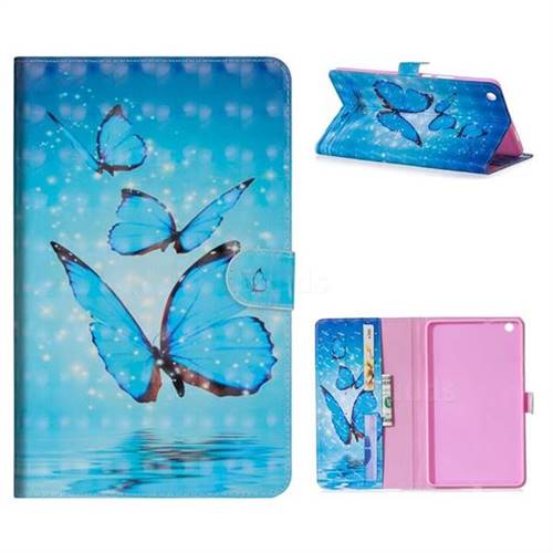 Blue Sea Butterflies 3D Painted Leather Tablet Wallet Case for Huawei MediaPad M3 Lite 8