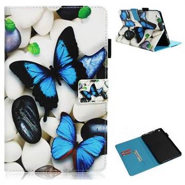 Blue Butterflies Folio Stand Leather Wallet Case for Huawei MediaPad M3 Lite 8