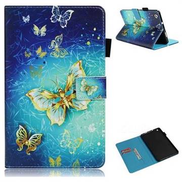 Gold Butterfly Folio Stand Leather Wallet Case for Huawei MediaPad M3 Lite 8