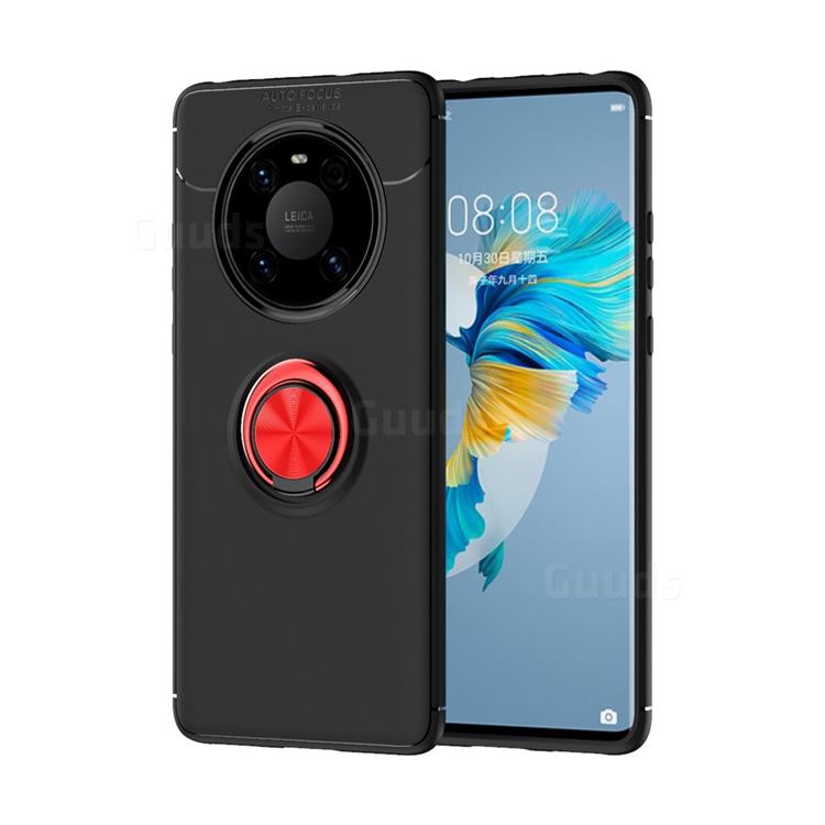 Auto Focus Invisible Ring Holder Soft Phone Case for Huawei Mate 40 - Black Red