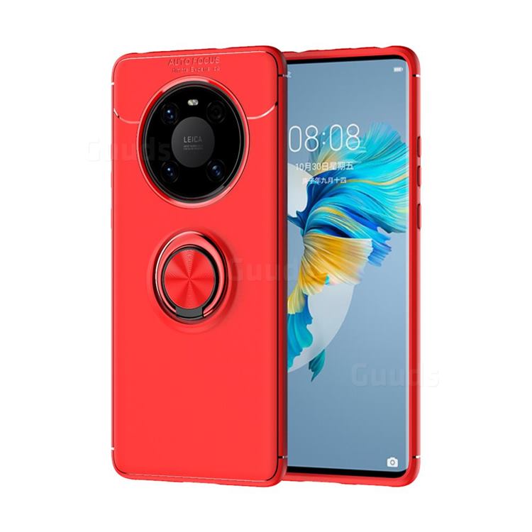 Auto Focus Invisible Ring Holder Soft Phone Case for Huawei Mate 40 - Red