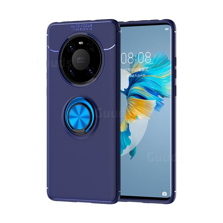 Auto Focus Invisible Ring Holder Soft Phone Case for Huawei Mate 40 - Blue