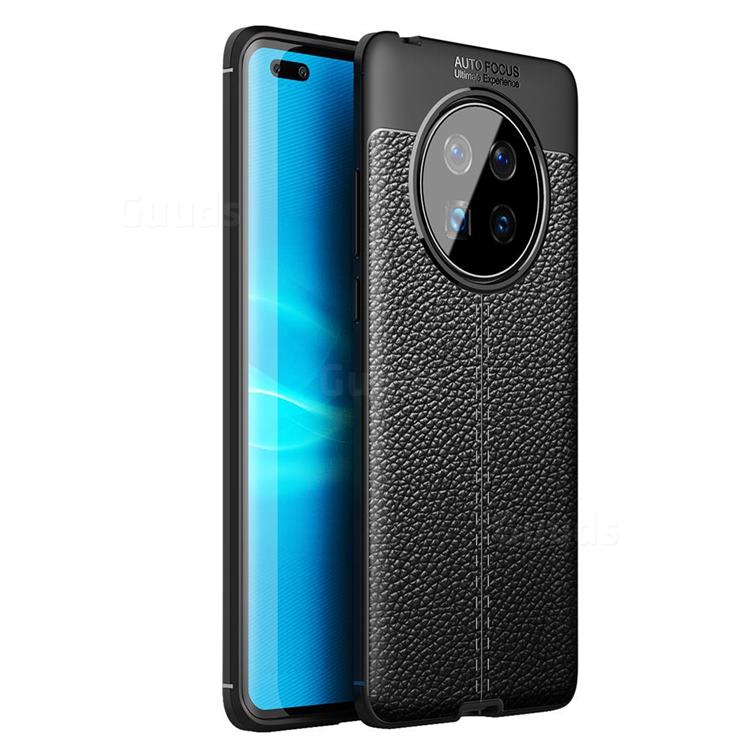 Luxury Auto Focus Litchi Texture Silicone TPU Back Cover for Huawei Mate 40 - Black