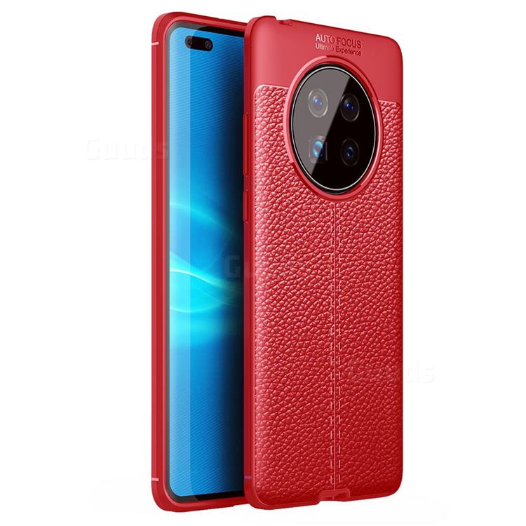 Luxury Auto Focus Litchi Texture Silicone TPU Back Cover for Huawei Mate 40 - Red