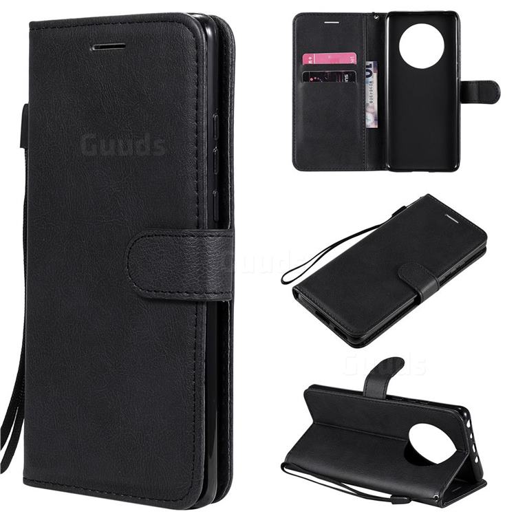 Retro Greek Classic Smooth PU Leather Wallet Phone Case for Huawei Mate 40 - Black