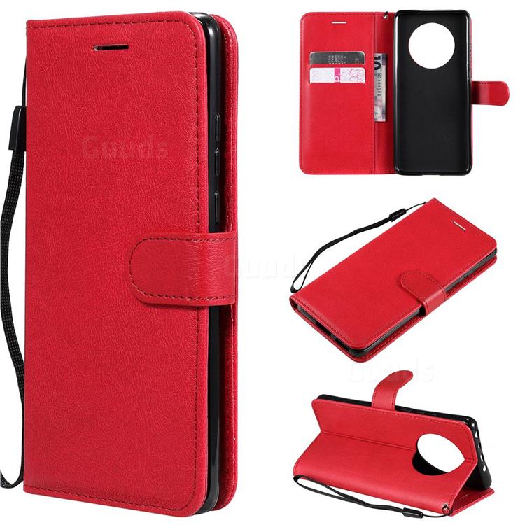 Retro Greek Classic Smooth PU Leather Wallet Phone Case for Huawei Mate 40 - Red