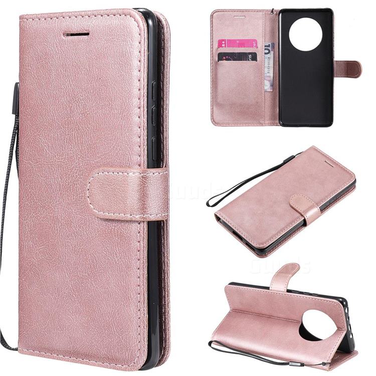 Retro Greek Classic Smooth PU Leather Wallet Phone Case for Huawei Mate 40 - Rose Gold