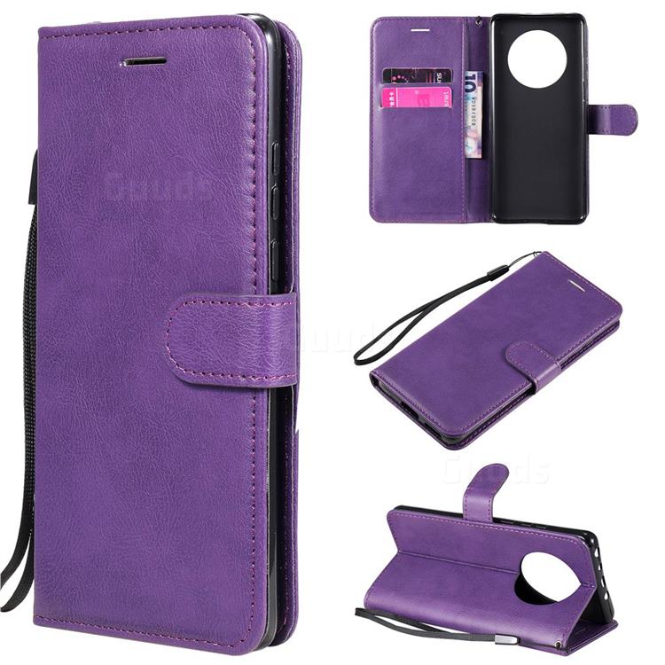 Retro Greek Classic Smooth PU Leather Wallet Phone Case for Huawei Mate 40 - Purple