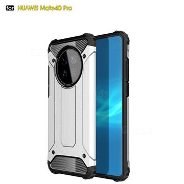 King Kong Armor Premium Shockproof Dual Layer Rugged Hard Cover for Huawei Mate 40 Pro - White