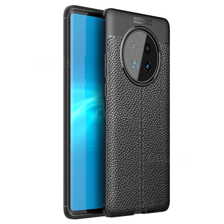 Luxury Auto Focus Litchi Texture Silicone TPU Back Cover for Huawei Mate 40 Pro - Black