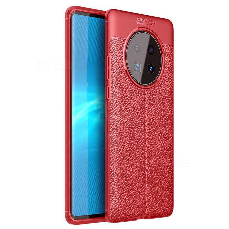 Luxury Auto Focus Litchi Texture Silicone TPU Back Cover for Huawei Mate 40 Pro - Red