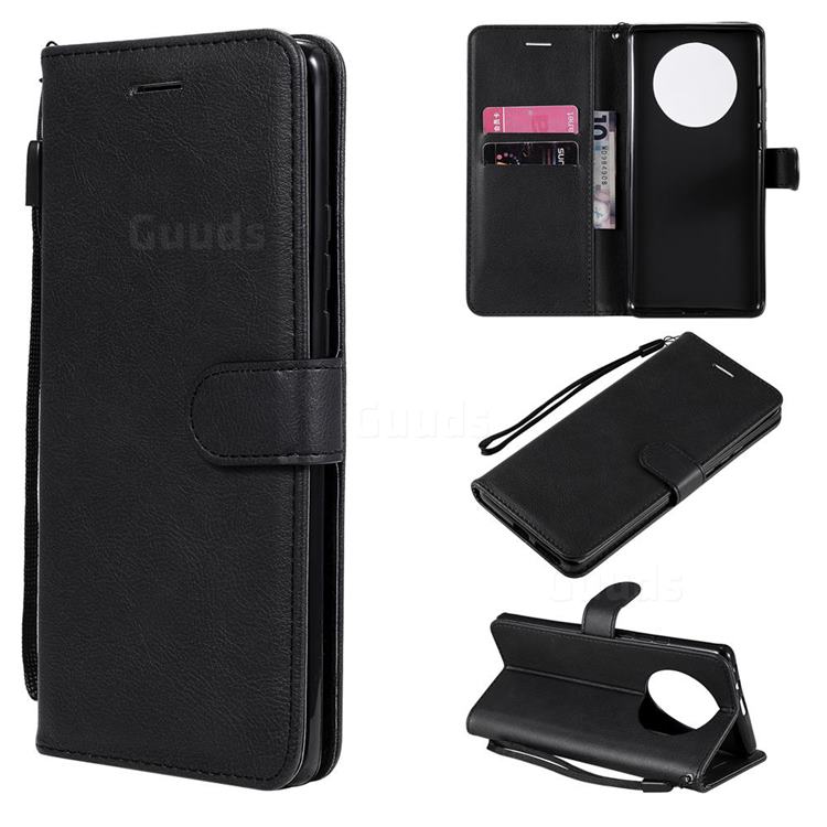 Retro Greek Classic Smooth PU Leather Wallet Phone Case for Huawei Mate 40 Pro - Black