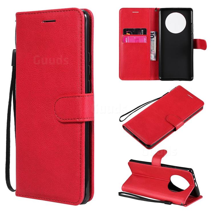 Retro Greek Classic Smooth PU Leather Wallet Phone Case for Huawei Mate 40 Pro - Red