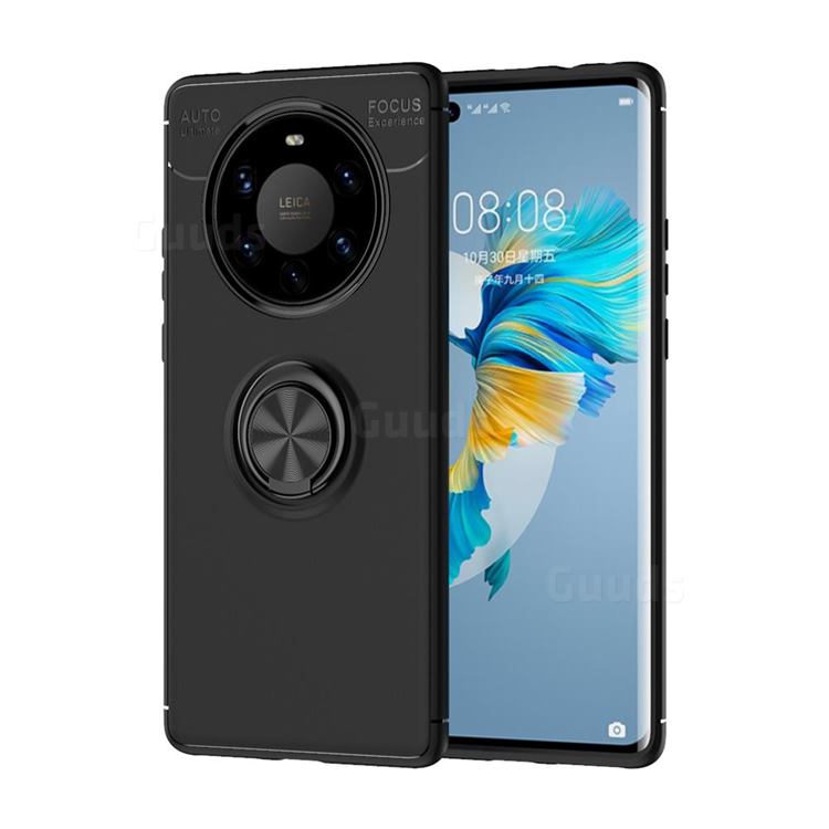 Auto Focus Invisible Ring Holder Soft Phone Case for Huawei Mate 40 Pro+ - Black