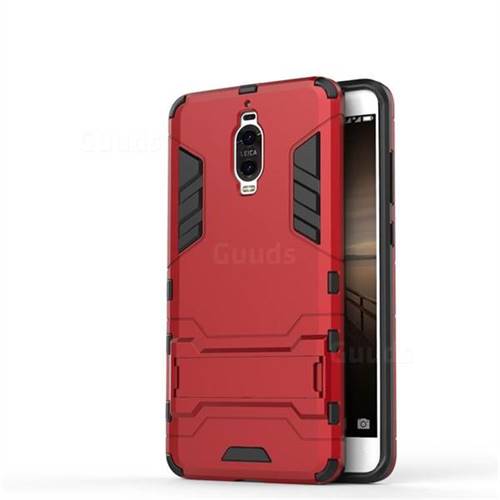 Armor Premium Tactical Grip Kickstand Shockproof Dual Layer Rugged Hard Cover for Huawei Mate 9 Pro 5.5 inch - Wine Red