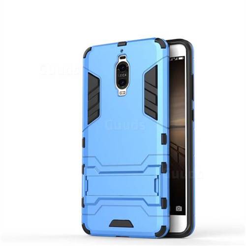 Armor Premium Tactical Grip Kickstand Shockproof Dual Layer Rugged Hard Cover for Huawei Mate 9 Pro 5.5 inch - Light Blue