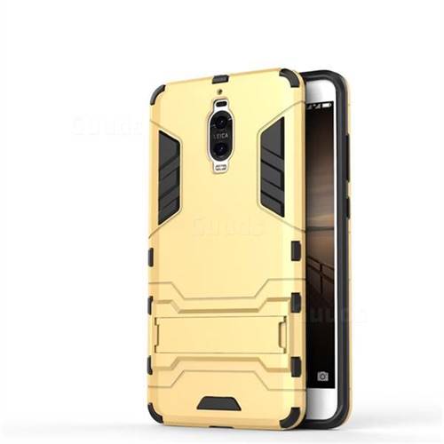 Armor Premium Tactical Grip Kickstand Shockproof Dual Layer Rugged Hard Cover for Huawei Mate 9 Pro 5.5 inch - Golden