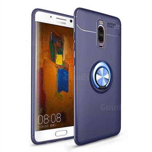 Auto Focus Invisible Ring Holder Soft Phone Case for Huawei Mate 9 Pro 5.5 inch - Blue