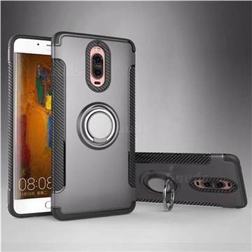 Armor Anti Drop Carbon PC + Silicon Invisible Ring Holder Phone Case for Huawei Mate 9 Pro 5.5 inch - Grey