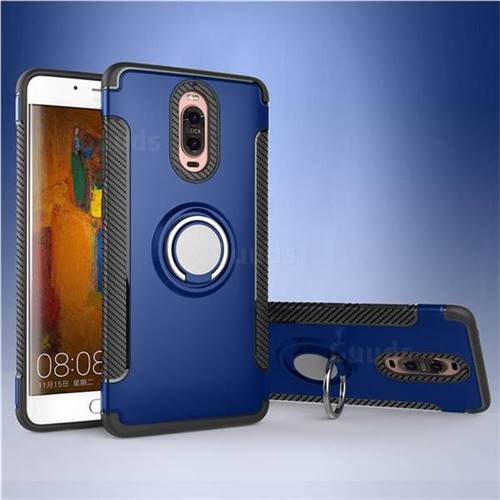 Armor Anti Drop Carbon PC + Silicon Invisible Ring Holder Phone Case for Huawei Mate 9 Pro 5.5 inch - Sapphire