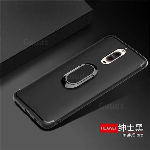 Anti-fall Invisible 360 Rotating Ring Grip Holder Kickstand Phone Cover for Huawei Mate 9 Pro 5.5 inch - Black