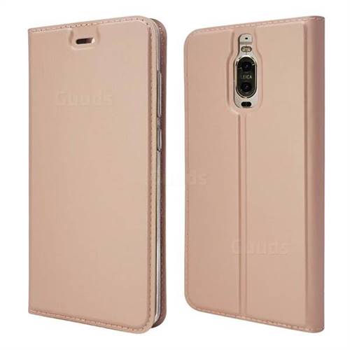 Ultra Slim Card Magnetic Automatic Suction Leather Wallet Case for Huawei Mate 9 Pro 5.5 inch - Rose Gold