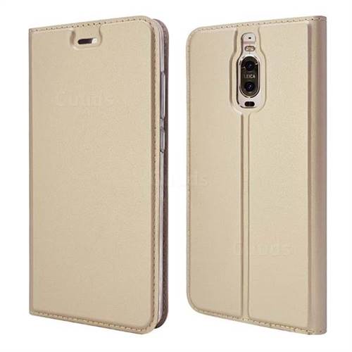Ultra Slim Card Magnetic Automatic Suction Leather Wallet Case for Huawei Mate 9 Pro 5.5 inch - Champagne