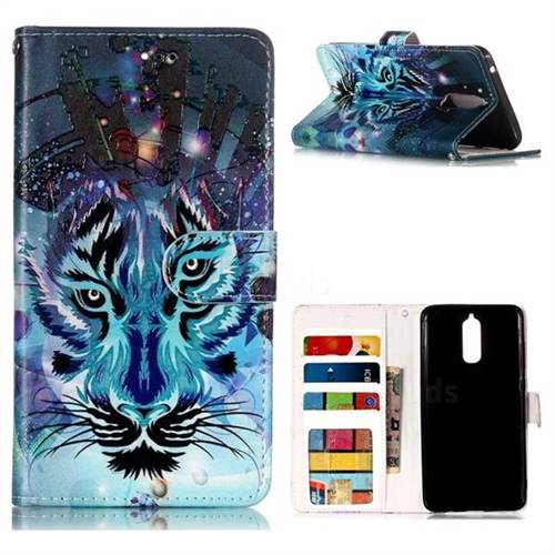Ice Wolf 3D Relief Oil PU Leather Wallet Case for Huawei Mate 9 Pro 5.5 inch