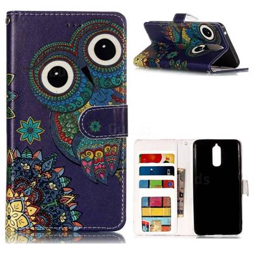 Folk Owl 3D Relief Oil PU Leather Wallet Case for Huawei Mate 9 Pro 5.5 inch
