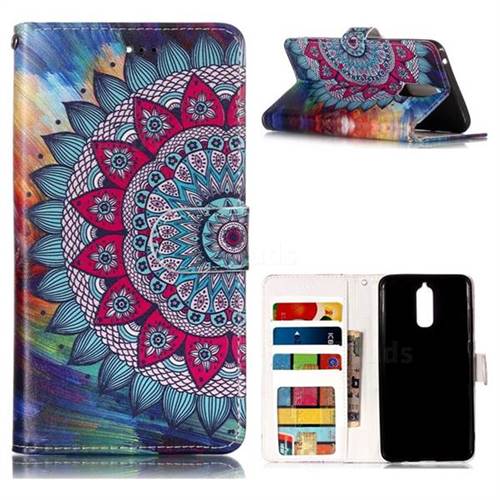 Mandala Flower 3D Relief Oil PU Leather Wallet Case for Huawei Mate 9 Pro 5.5 inch