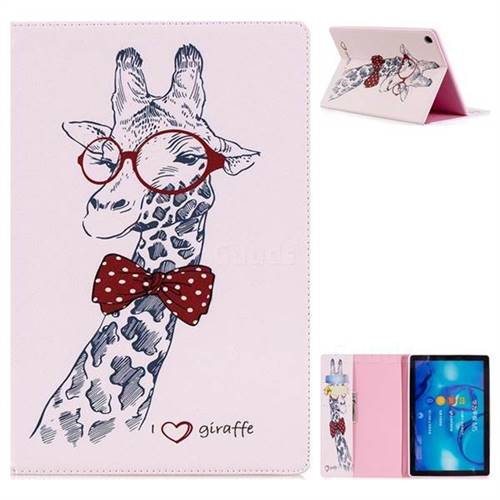 Glasses Giraffe Folio Stand Leather Wallet Case for Huawei MediaPad M5 10 / M5 10 inch (Pro)