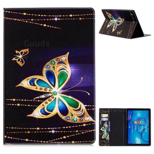 Golden Shining Butterfly Folio Stand Leather Wallet Case for Huawei MediaPad M5 10 / M5 10 inch (Pro)