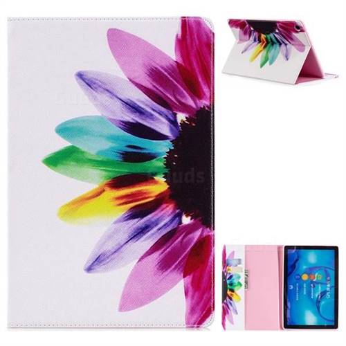 Seven-color Flowers Folio Stand Leather Wallet Case for Huawei MediaPad M5 10 / M5 10 inch (Pro)