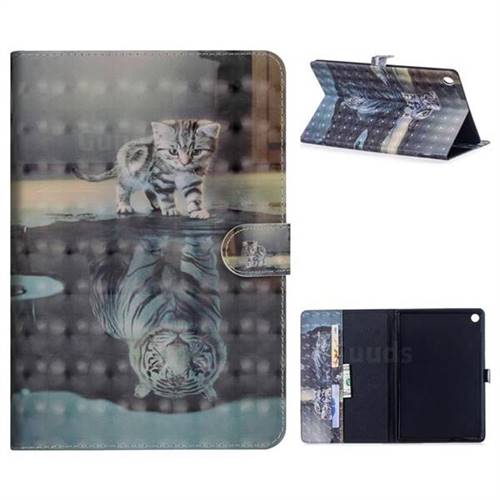 Tiger and Cat 3D Painted Leather Tablet Wallet Case for Huawei MediaPad M5 10 / M5 10 inch (Pro)