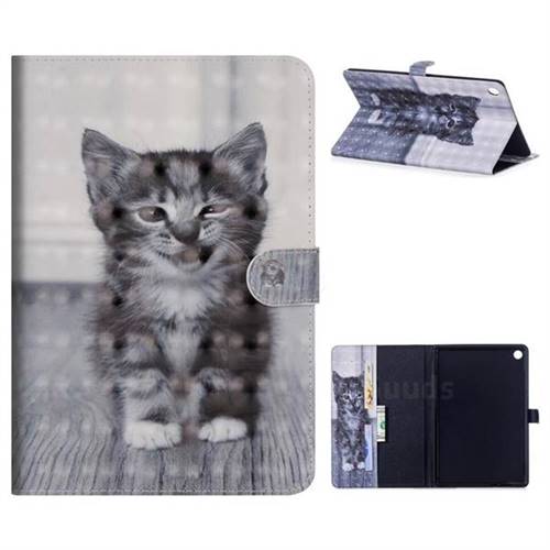 Smiling Cat 3D Painted Leather Tablet Wallet Case for Huawei MediaPad M5 10 / M5 10 inch (Pro)
